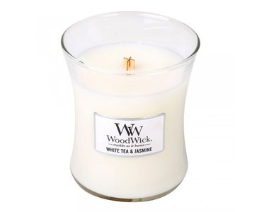 WoodWick® Medium Candle – White Tea & Jasmin