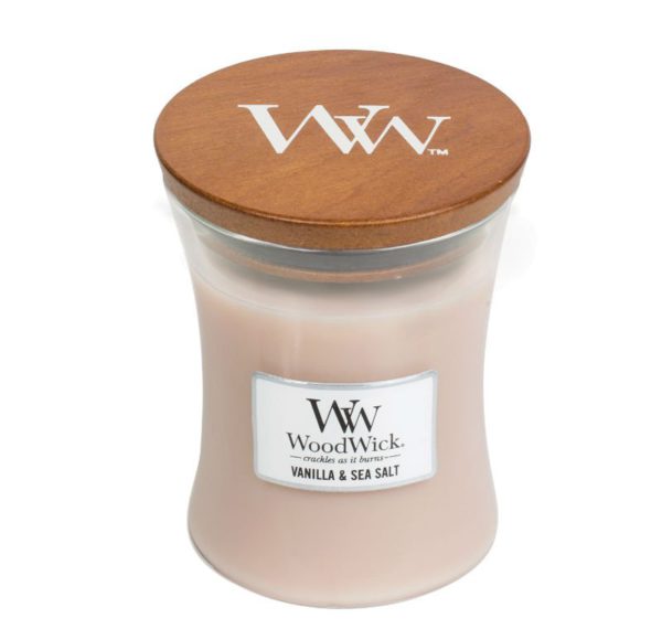 WoodWick® Medium Candle – Vanilla & Sea Salt