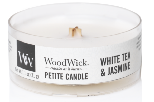 WoodWick® Petite Candle – White Tea & Jasmine
